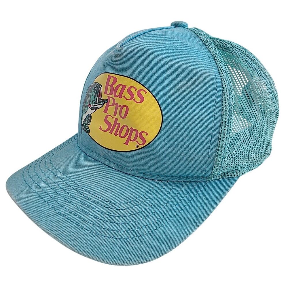 Bass Pro Shops Turquoise Teal Blue Mesh Trucker Hat Snapback Cap Gone Fishing OS
